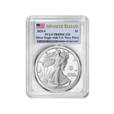 2025 S Silver American Eagle $1 US Navy Privy PCGS PR69DCAM Advanced Release #695