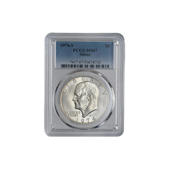1974 S Silver Eaisenhower Dollar $1 PCGS MS67