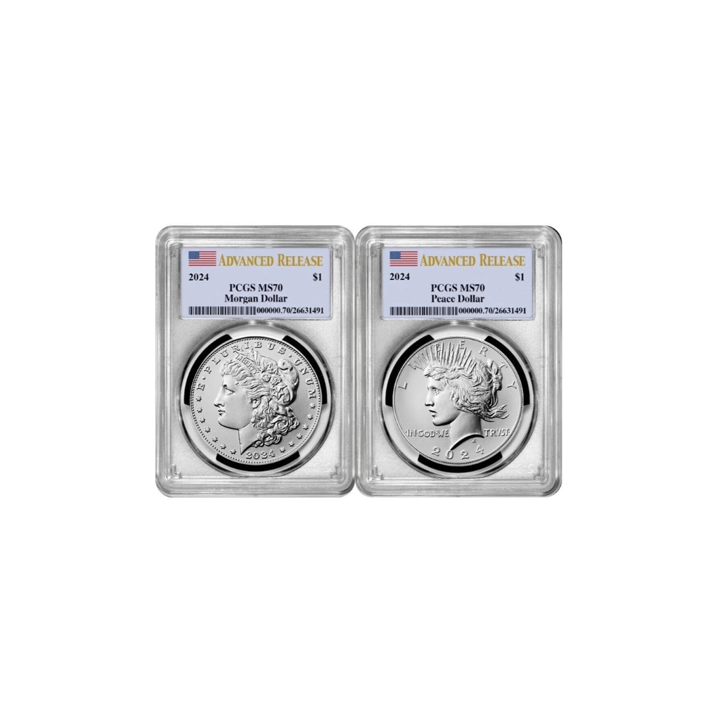 2024 Morgan & Peace Silver Dollar Set 2 Coin PCGS MS70 Advanced