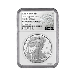 2025 W Silver Eagle S$1 Laser Engraved Privy NGC PF70 Ultra Cameo First Day Of Issue #432