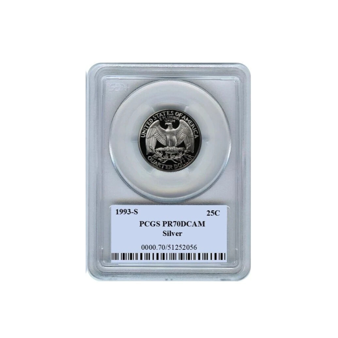 1993 S Silver Washington Quarter 25C PCGS PR70DCAM