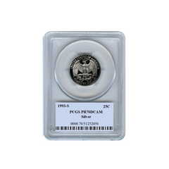 1993 S Silver Washington Quarter 25C PCGS PR70DCAM
